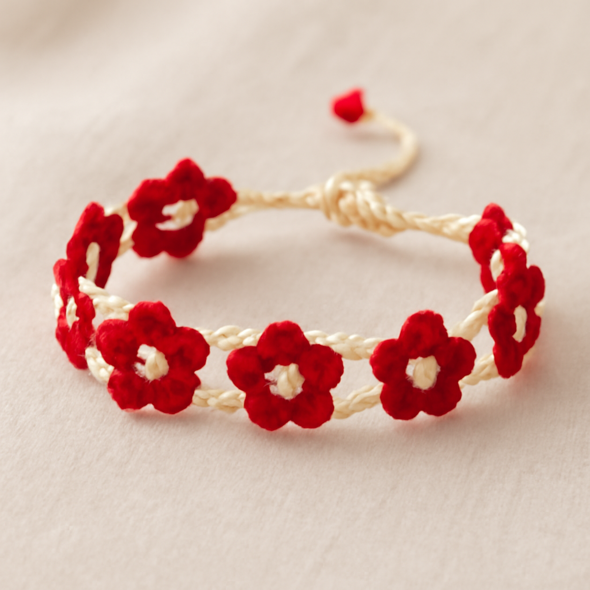 Whimsical Crochet Bracelet: Floral Charm for Beginners