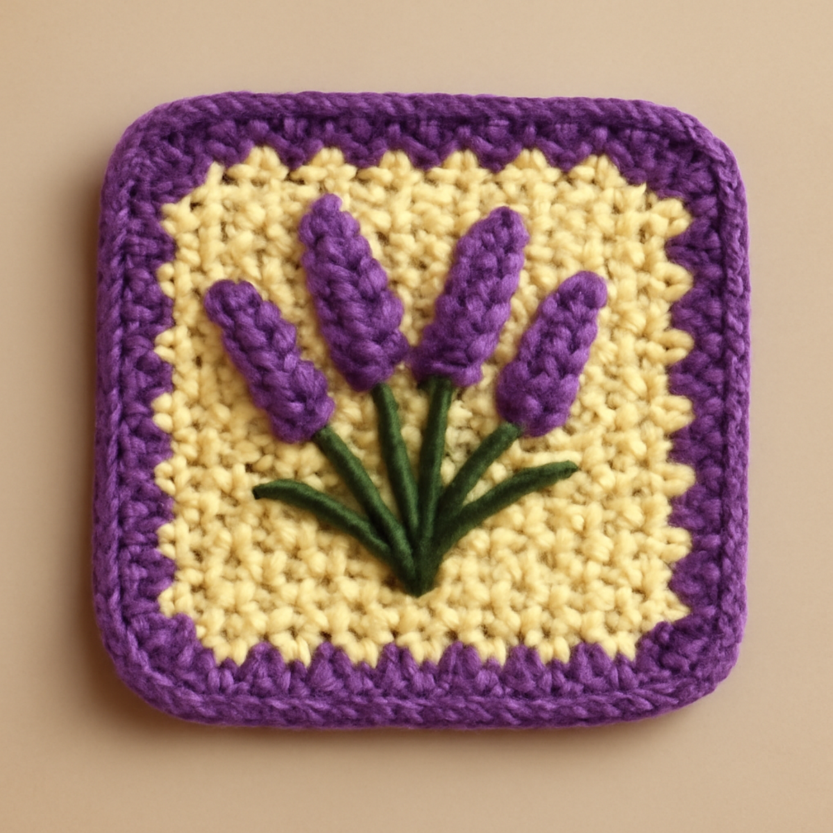 Charming Lavender Crochet Square for Cozy Home Decor