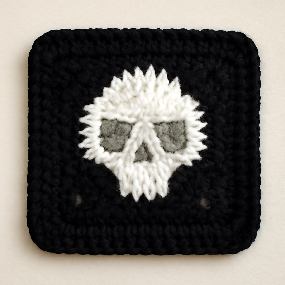 Chic Skull Crochet Square: Aesthetic & Versatile Design