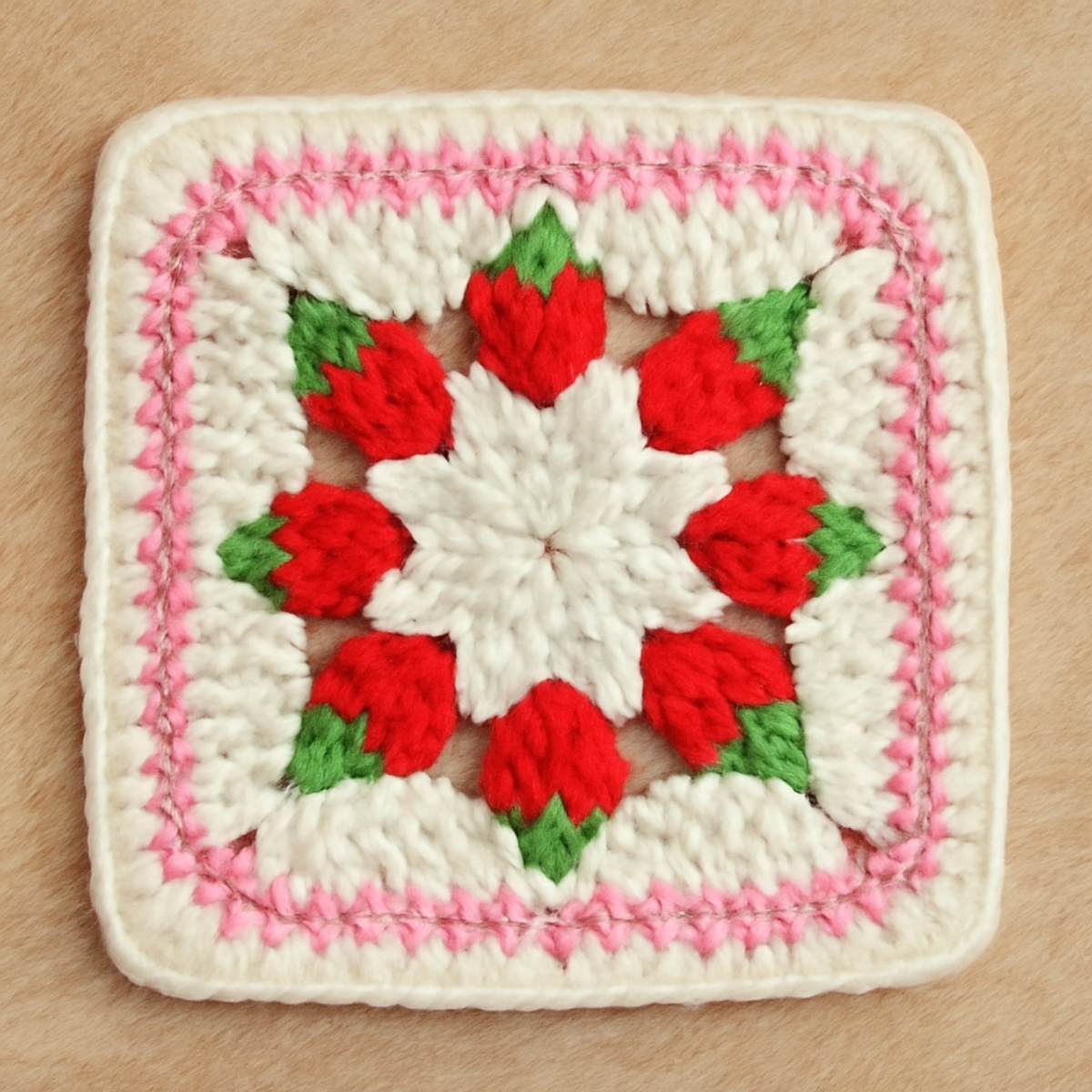 Charming Strawberry Granny Square: A Cozy Crochet Delight