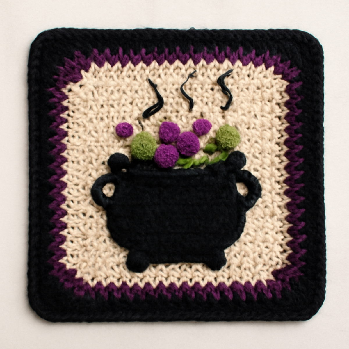 Charming Crochet Cauldron Square for Whimsical Decor