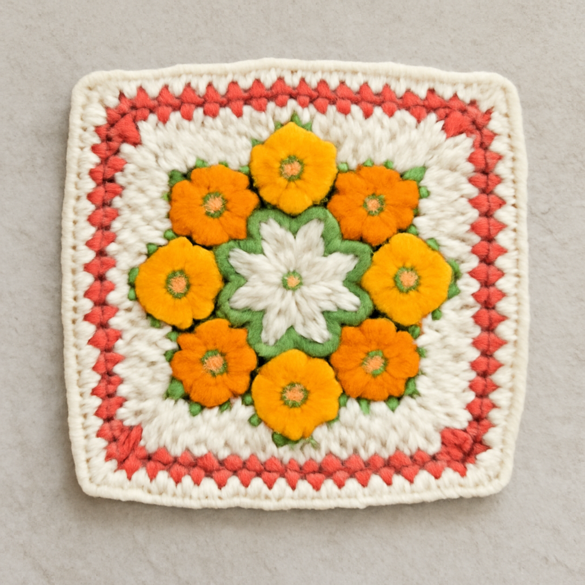 Vibrant Crochet Granny Square: Colorful Floral Delight