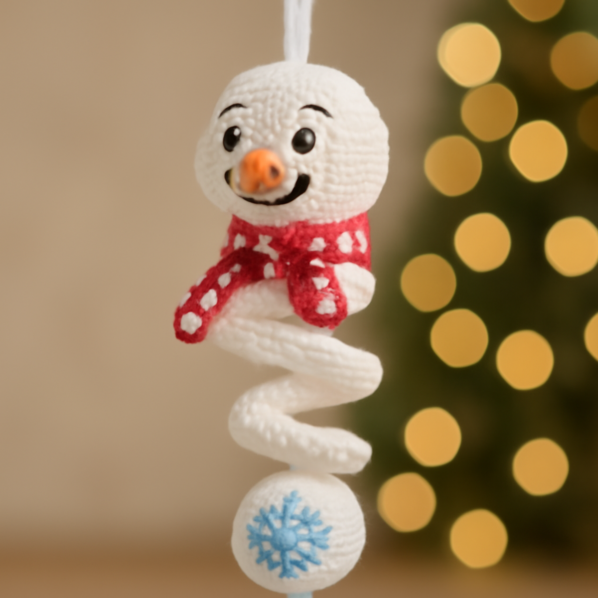 Charming Crochet Snowman Ornament: Whimsical Holiday Decor