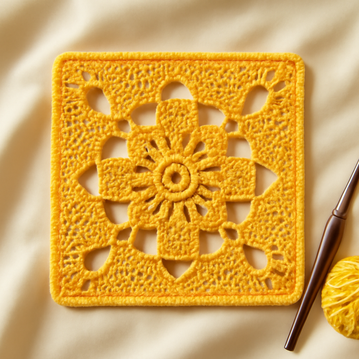 Charming Crochet Square Pattern: Floral Delight Design