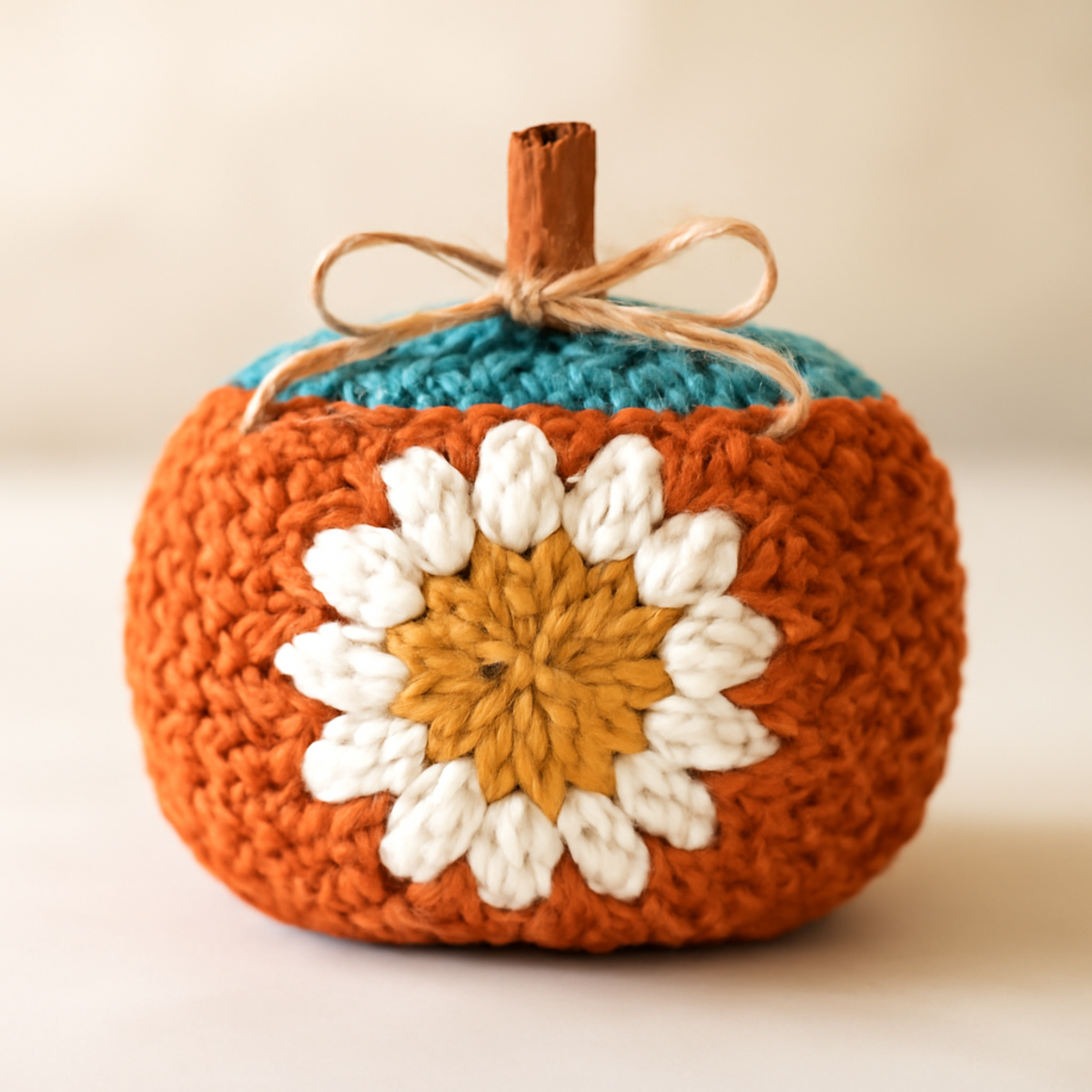 Charming Daisy Pumpkin Crochet: Whimsical Autumn Decor