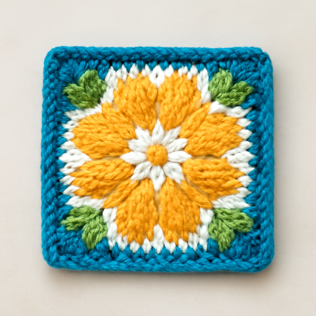 Whimsical Flower Crochet Square for Vibrant Home Decor