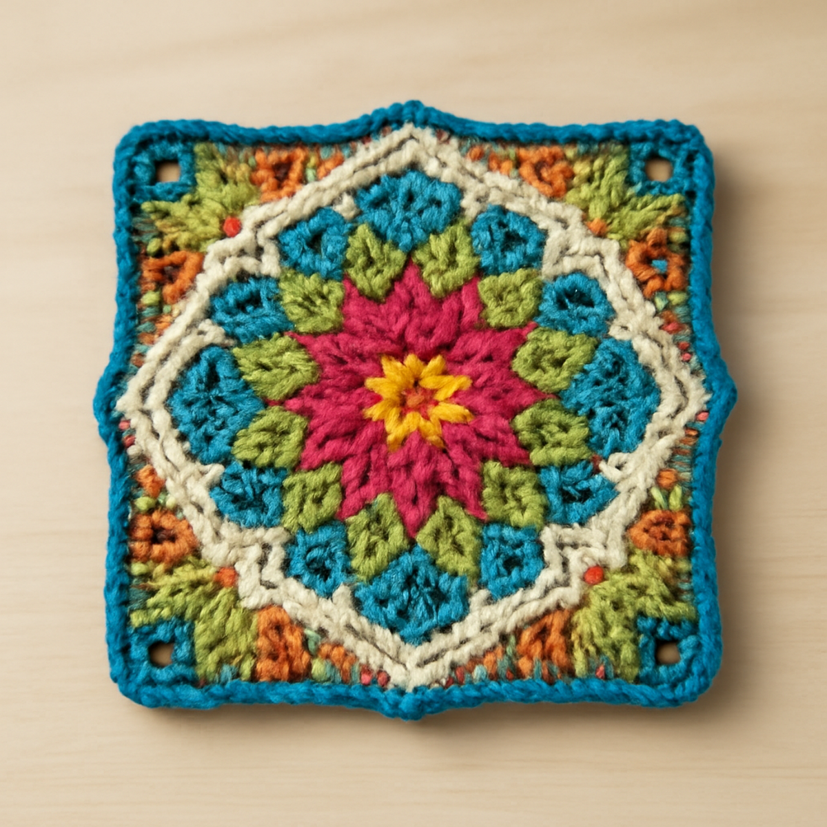 Vibrant Vintage Flower Crochet Square for Cozy Décor